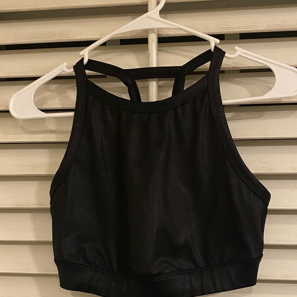 Metallic black sports bra